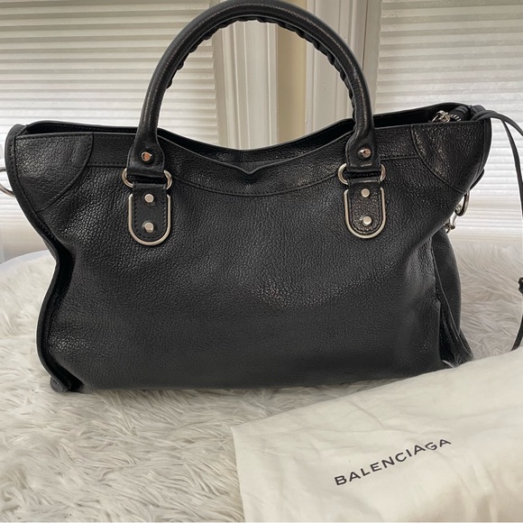 Balenciaga City Classic Metallic Edge Black Leather Hand/Shoulder Bag Medium - Picture 4 of 14